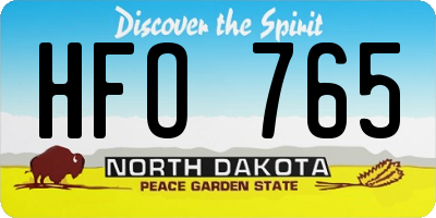 ND license plate HFO765