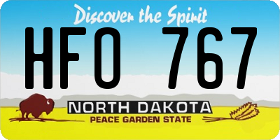 ND license plate HFO767