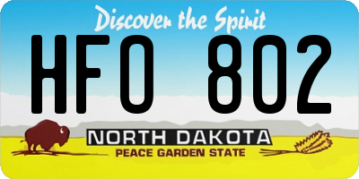 ND license plate HFO802
