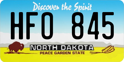 ND license plate HFO845