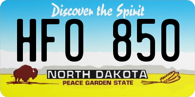 ND license plate HFO850