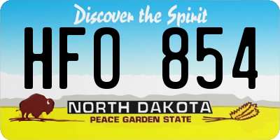 ND license plate HFO854