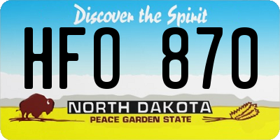 ND license plate HFO870