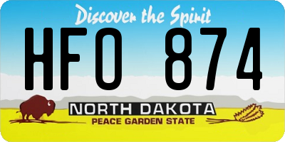 ND license plate HFO874