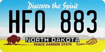 ND license plate HFO883