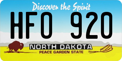 ND license plate HFO920