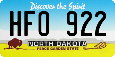ND license plate HFO922