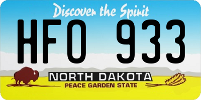 ND license plate HFO933