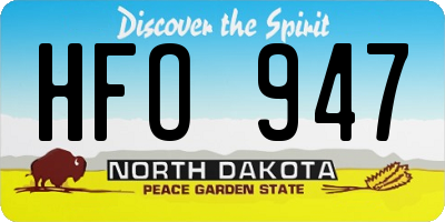 ND license plate HFO947