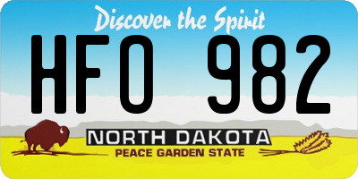 ND license plate HFO982
