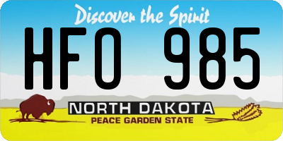 ND license plate HFO985