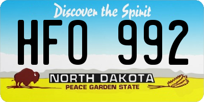 ND license plate HFO992