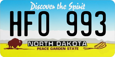 ND license plate HFO993