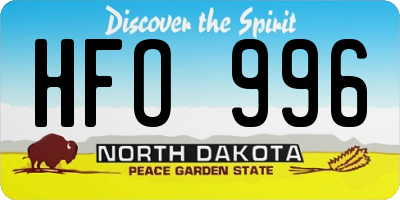 ND license plate HFO996