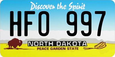 ND license plate HFO997