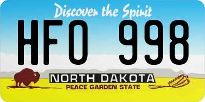 ND license plate HFO998