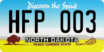ND license plate HFP003