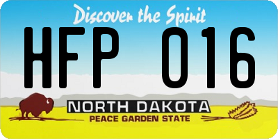 ND license plate HFP016