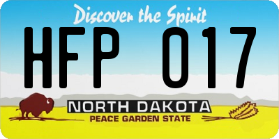 ND license plate HFP017