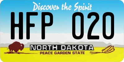 ND license plate HFP020