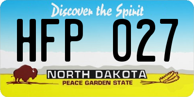 ND license plate HFP027