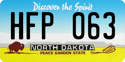 ND license plate HFP063