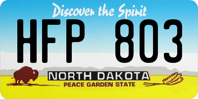 ND license plate HFP803