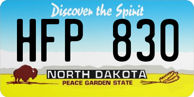 ND license plate HFP830