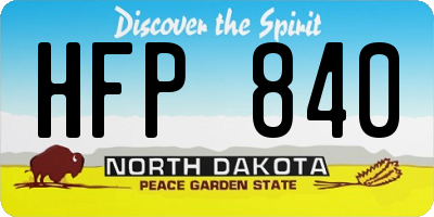 ND license plate HFP840