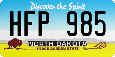ND license plate HFP985