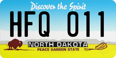 ND license plate HFQ011