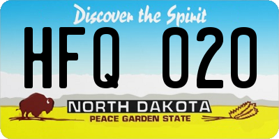ND license plate HFQ020