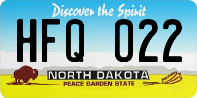 ND license plate HFQ022