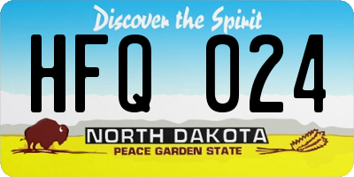 ND license plate HFQ024