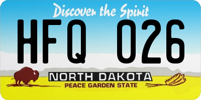 ND license plate HFQ026