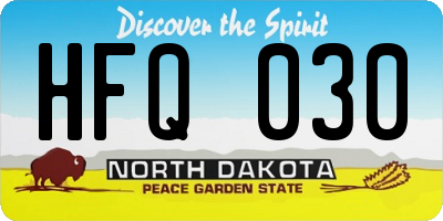 ND license plate HFQ030