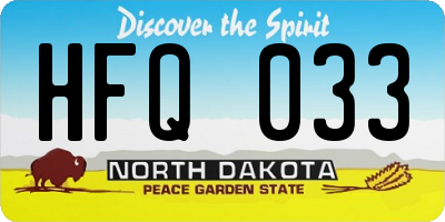 ND license plate HFQ033