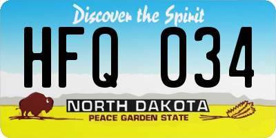 ND license plate HFQ034