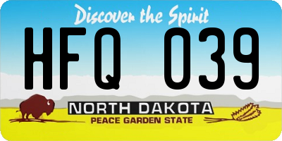 ND license plate HFQ039