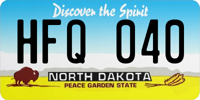 ND license plate HFQ040