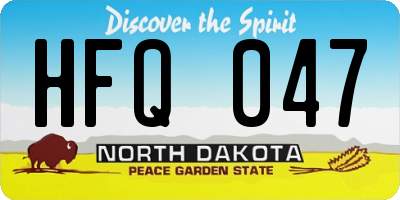 ND license plate HFQ047