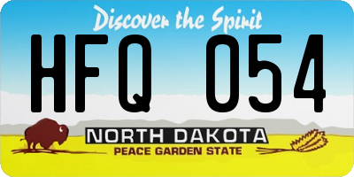 ND license plate HFQ054