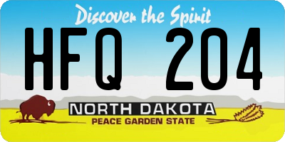 ND license plate HFQ204