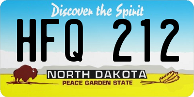 ND license plate HFQ212