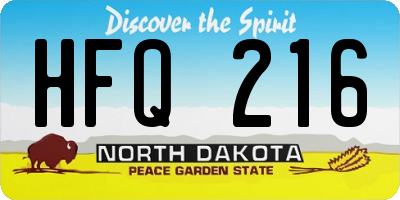 ND license plate HFQ216