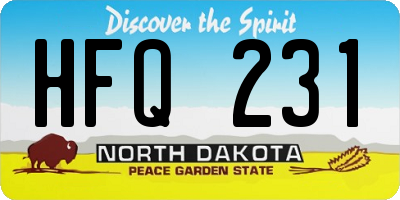 ND license plate HFQ231