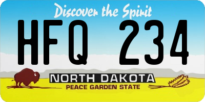 ND license plate HFQ234