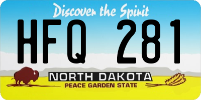ND license plate HFQ281