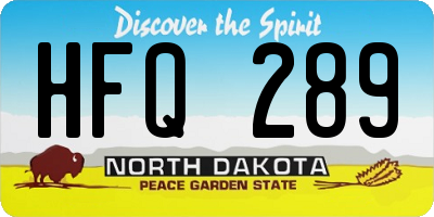 ND license plate HFQ289