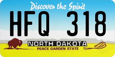 ND license plate HFQ318